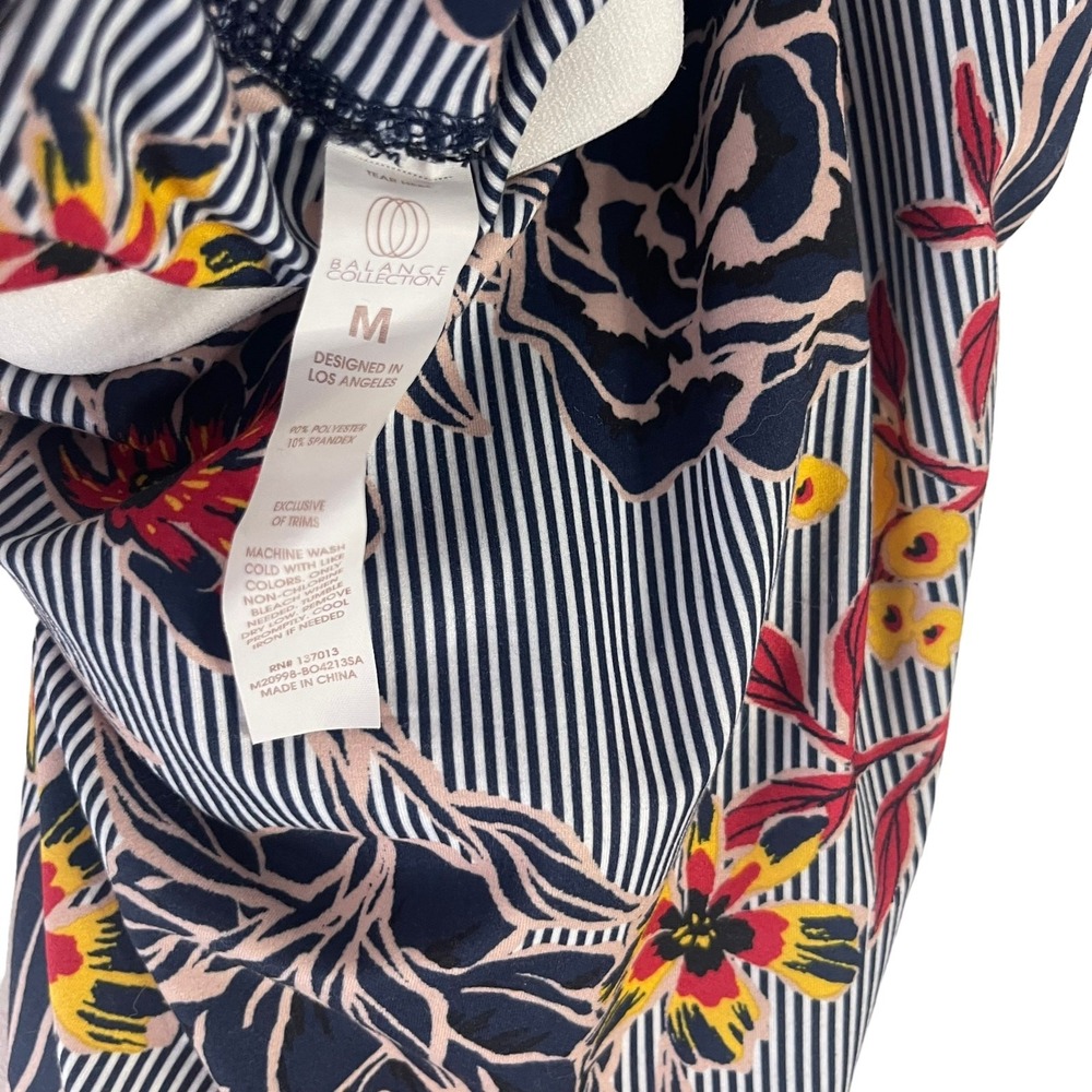 Balance Collection‎ Women's Size Medium Blue Striped Floral Knee Length Dress - Picture 7 of 8